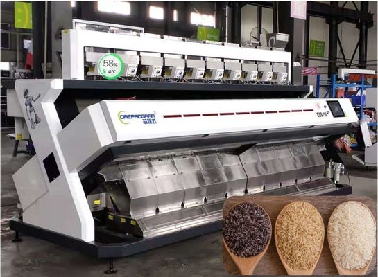 جودة  10 Chutes Rice Color Sorter Large Capacity Black White Red Brown Waterfall Structure 2520Kg مصنع